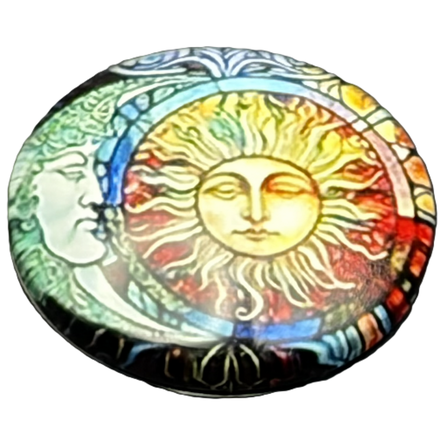Bronze button with decorative inserts
