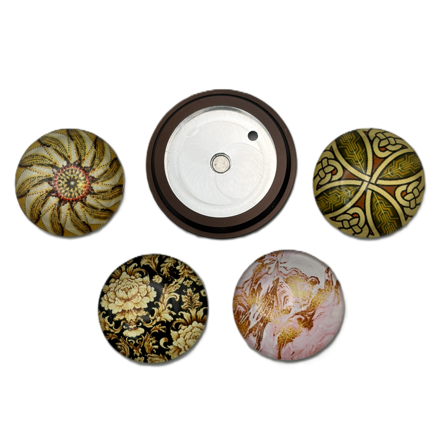 Bronze button with decorative inserts