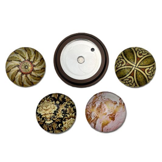 Bronze button with decorative inserts