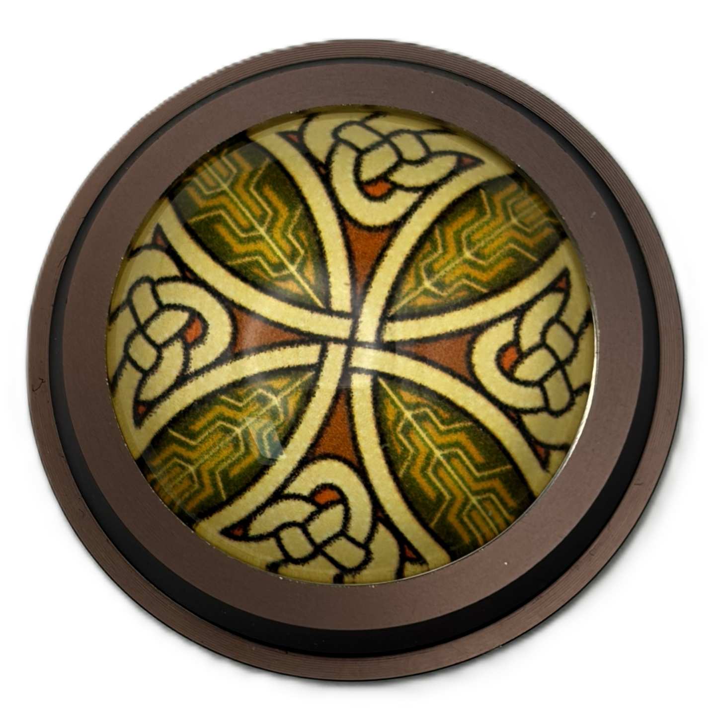 Bronze button with decorative inserts