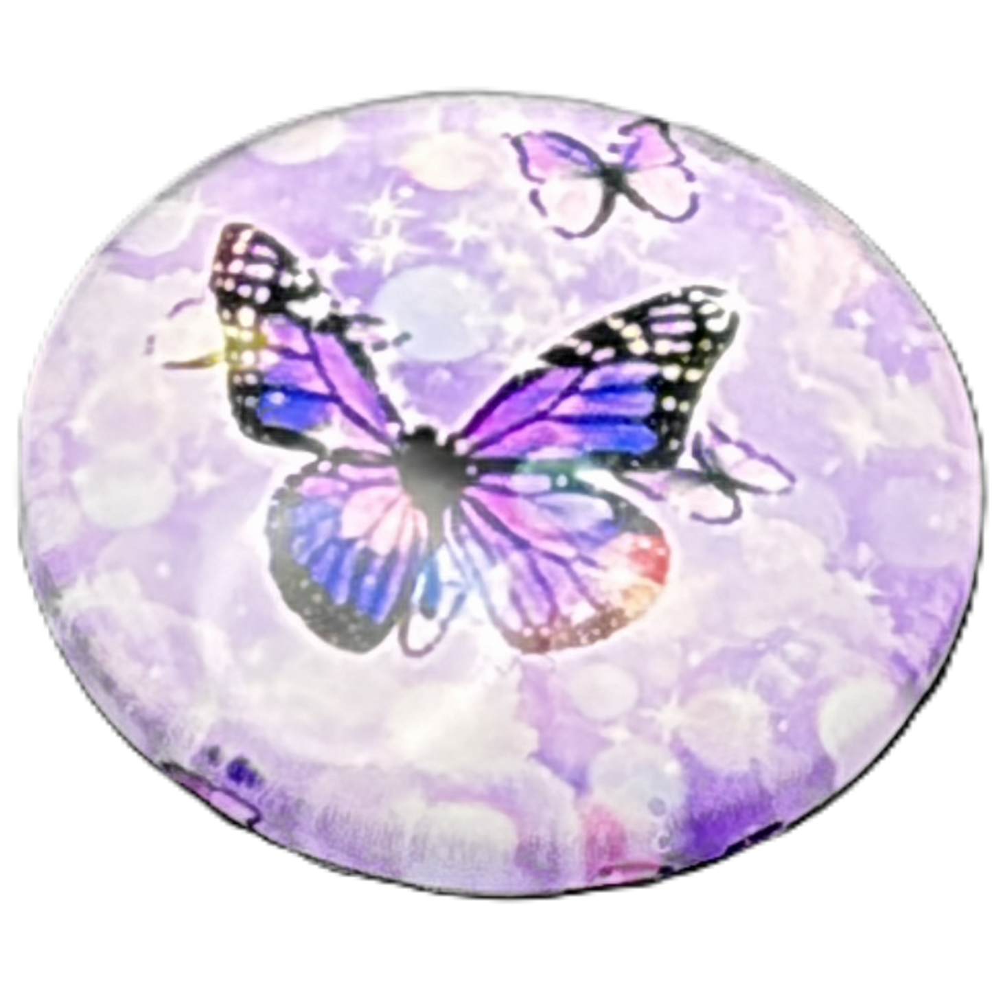 Black button with decorative inserts
