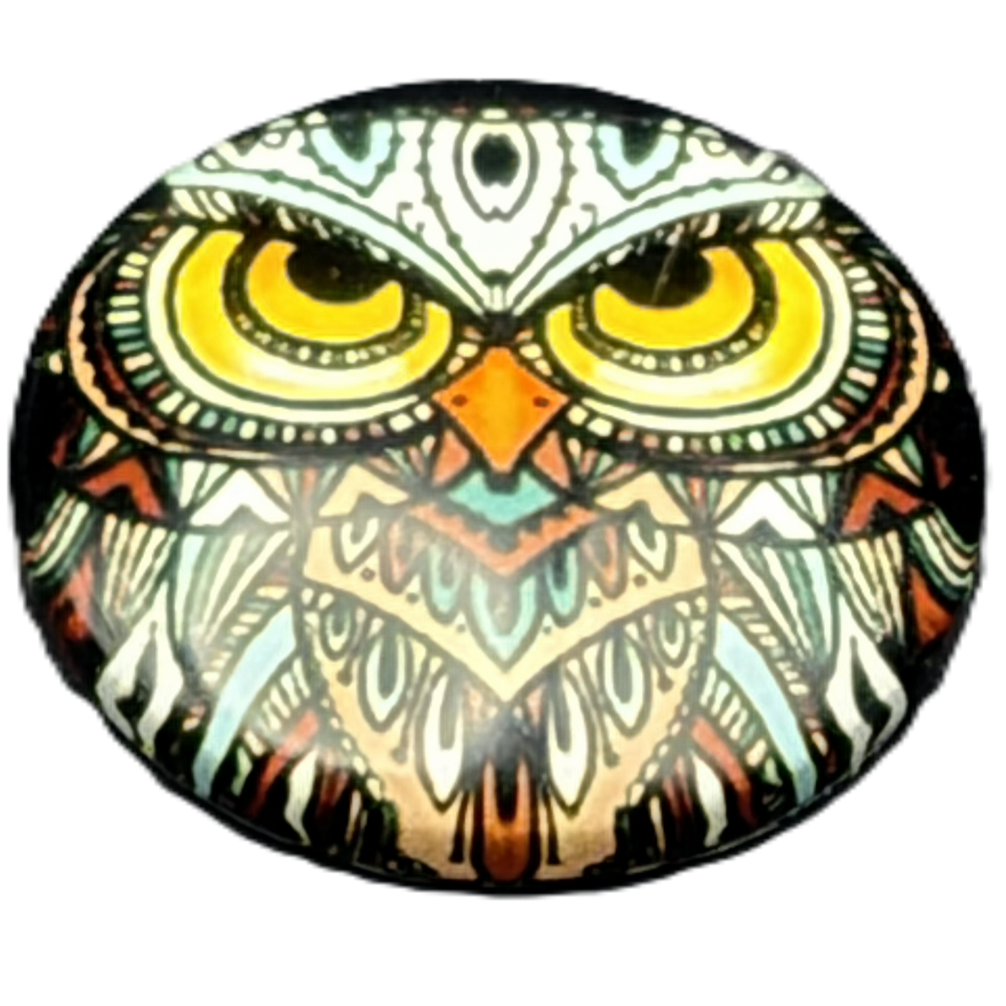 Black button with decorative inserts